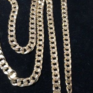 14k gold filled with silver Cuban chain & charm